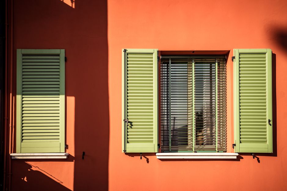 Exterior wall of a painted house